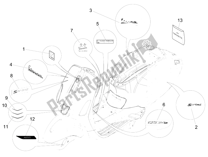 Tutte le parti per il ??? A ?? De? ? Un? D? Un ?? S? T ??? Un? T Ta ?????? Del Vespa Sprint 125 4T 3V IE 2014