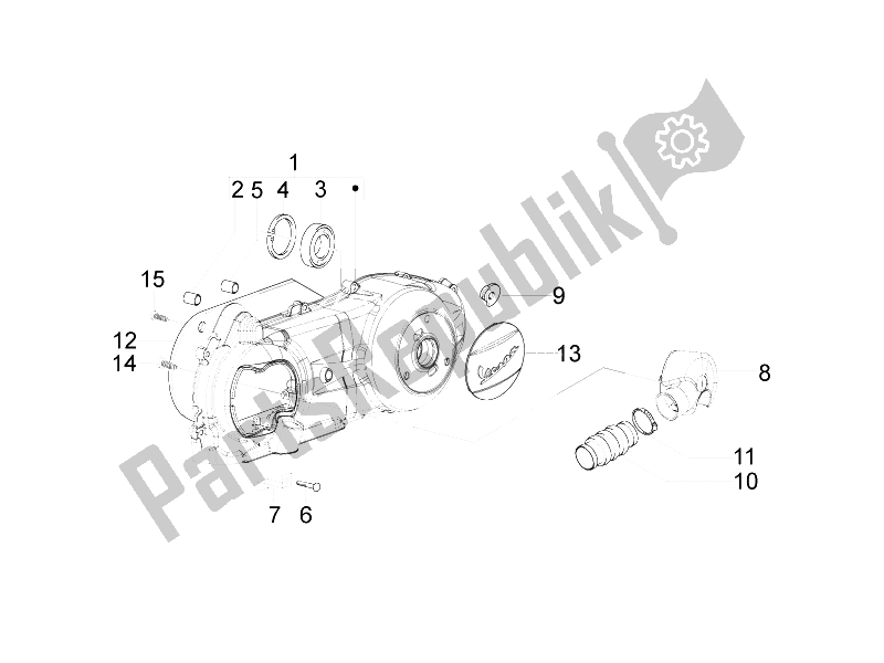 Toutes les pièces pour le Couvercle De Carter - Refroidissement Du Carter du Vespa S 125 4T 2V E3 Taiwan 2011