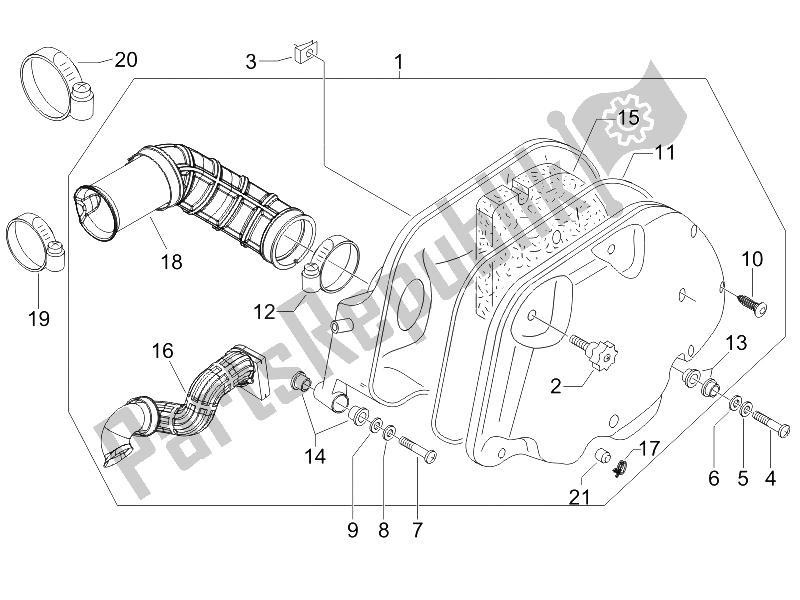 Todas las partes para Filtro De Aire de Vespa GTV 125 4T E3 UK 2006