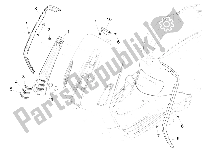 Todas las partes para Escudo Delantero de Vespa Vespa 125 4T 3V IE Primavera EU 2014