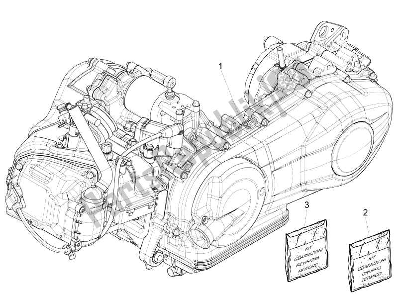 Toutes les pièces pour le Moteur, Assemblage du Vespa 150 4T 3V IE Primavera USA 2014