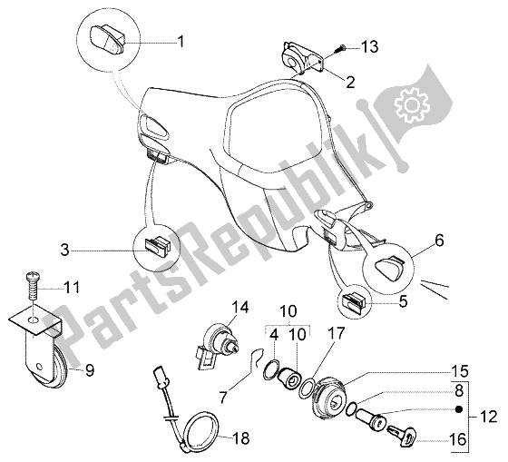 All parts for the Electrical Device of the Vespa LX 150 2005