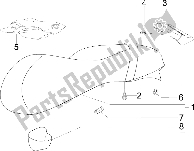 Toutes les pièces pour le Selle / Sièges du Vespa GTS 300 IE Super USA 2009