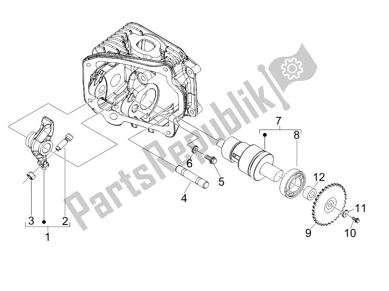 Toutes les pièces pour le Leviers à Bascule Support Unité du Vespa LX 50 4T USA 2009