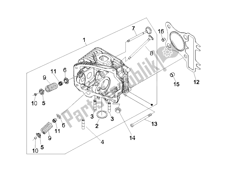 Toutes les pièces pour le Unité De Tête - Valve du Vespa LX 125 4T E3 2009