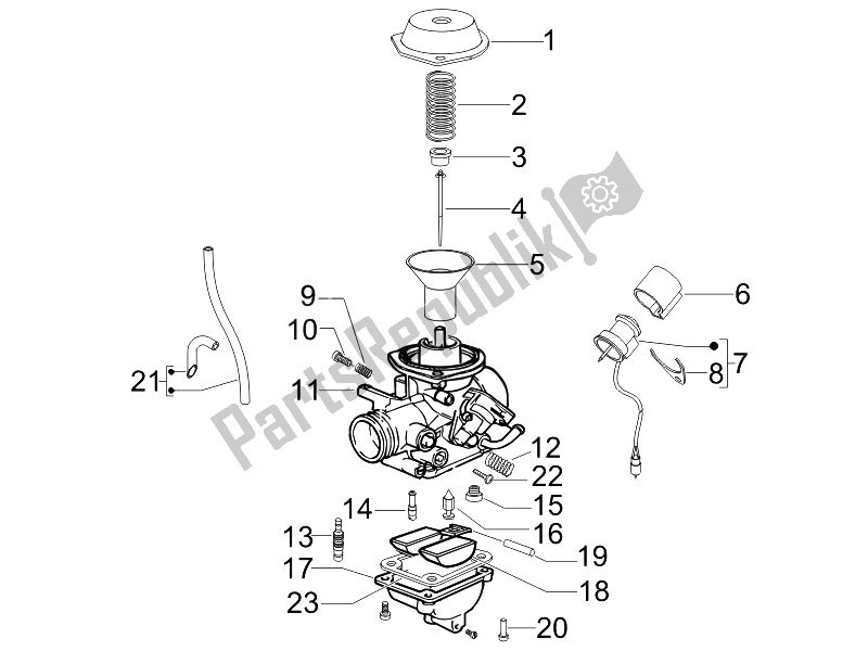 All parts for the Carburetor's Components of the Vespa LX 50 4T 2V 25 KMH NL 2010