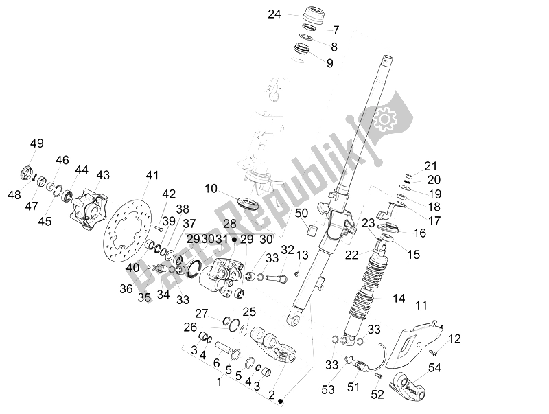 Toutes les pièces pour le Fourche / Tube De Direction - Palier De Direction du Vespa 150 Sprint 4T 3V IE China 2015