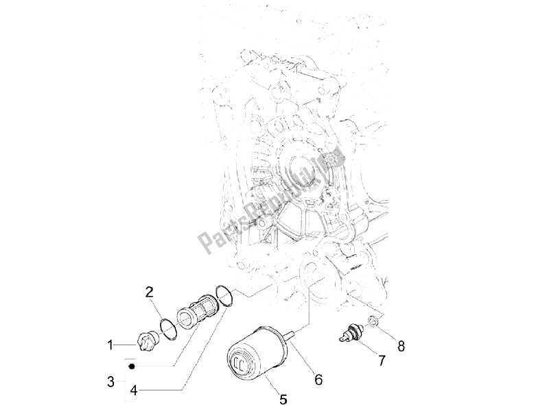 All parts for the Flywheel Magneto Cover - Oil Filter of the Vespa S 125 4T Vietnam 2009