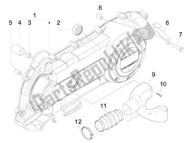 Tutte le parti per il Coperchio Del Carter - Raffreddamento Del Carter del Vespa LX 50 4T 4V Touring 2010