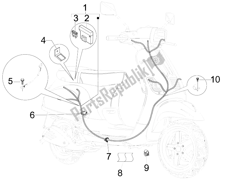 Tutte le parti per il Cablaggio Principale del Vespa S 150 4T USA 2007