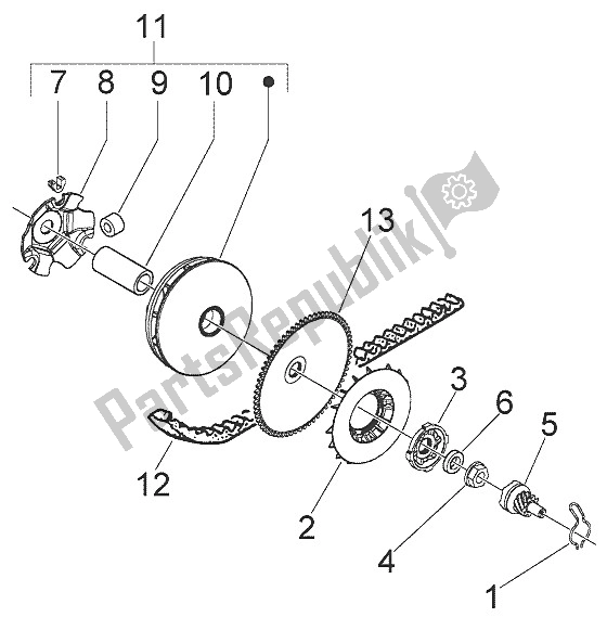 Toutes les pièces pour le Poulie Motrice du Vespa LX 50 4T 2005