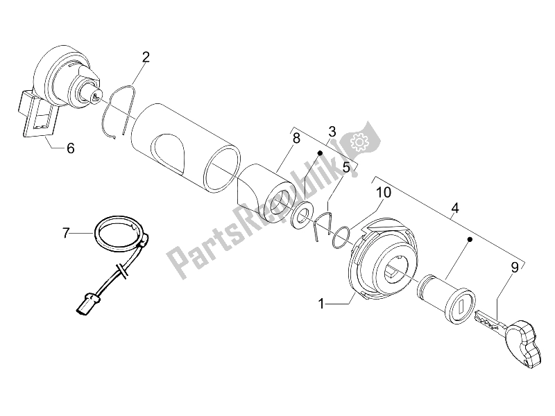 Toutes les pièces pour le Serrures du Vespa LX 150 4T USA 2009