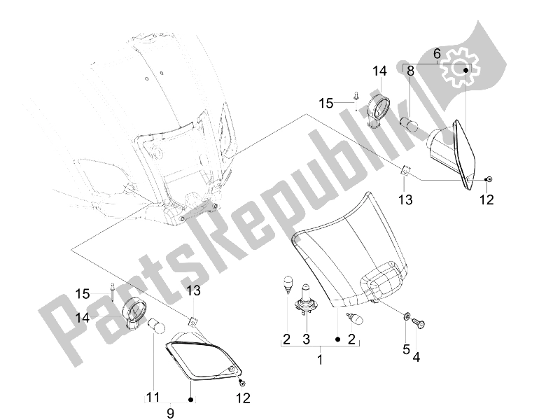 Tutte le parti per il Fanali Posteriori - Indicatori Di Direzione del Vespa GTS 300 IE Super USA 2009