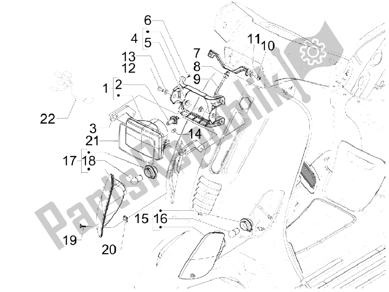 Tutte le parti per il Fari Anteriori - Indicatori Di Direzione del Vespa S 125 4T Vietnam 2009