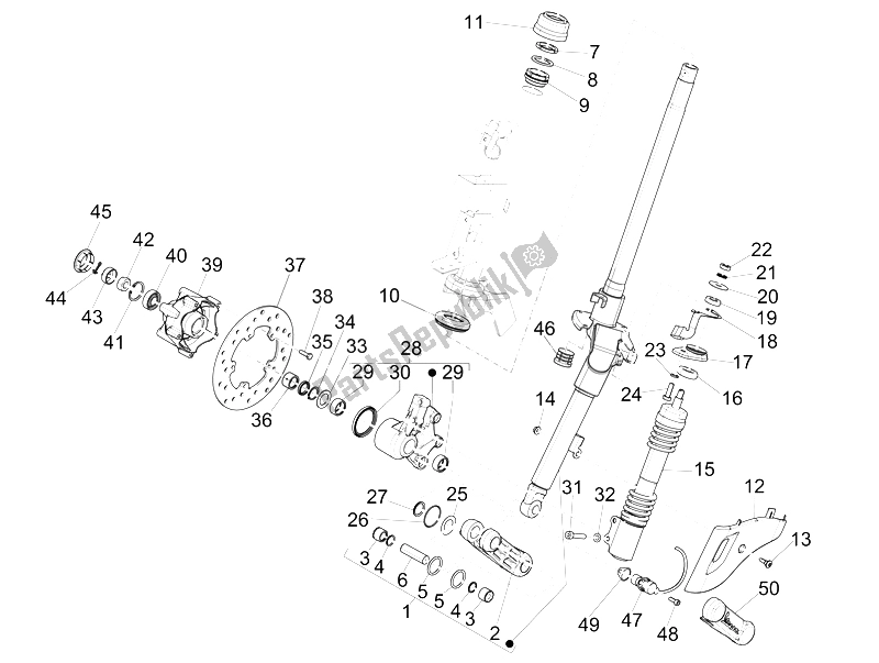 Tutte le parti per il Forcella / Tubo Sterzo - Unità Cuscinetto Sterzo del Vespa 150 4T 3V IE Primavera China 2015