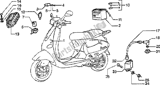 All parts for the Electrical Device (2) of the Vespa ET2 50 1997