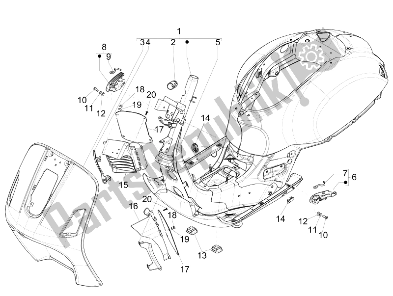 Todas las partes para Marco / Carrocería de Vespa Vespa GTS Super 150 IE 4T 3V Asia 2014
