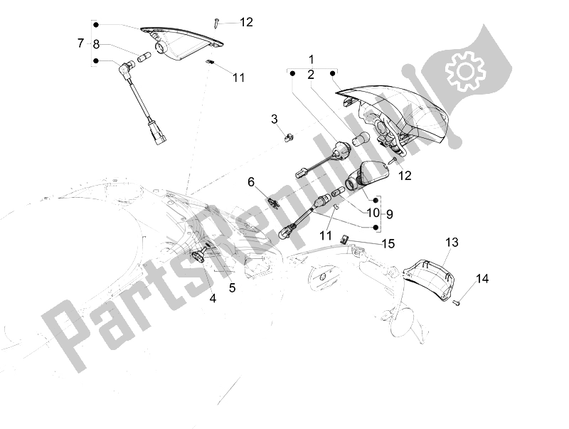 Todas as partes de Faróis Traseiros - Pisca-piscas do Vespa Vespa Sprint 50 4T 2V 25 KMH EU 2014
