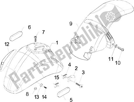 All parts for the Wheel Huosing - Mudguard of the Vespa LX 50 4T USA 2009