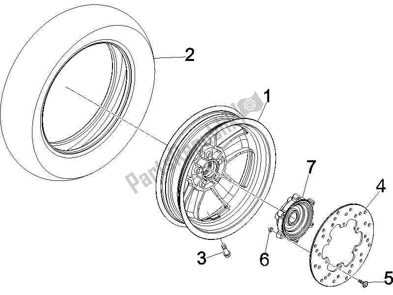 Todas las partes para Rueda Trasera de Vespa GTS 250 ABS 2005