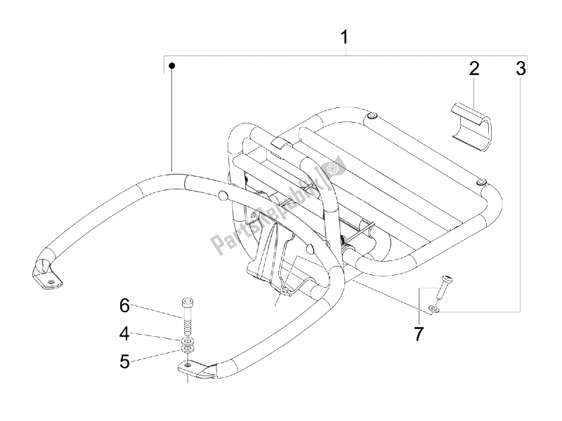 Tutte le parti per il Portapacchi Posteriore del Vespa GTV 250 IE USA 2007