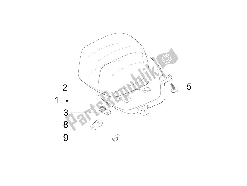 All parts for the Meter Combination-dashbord of the Vespa LX 125 4T IE E3 Touring 2010