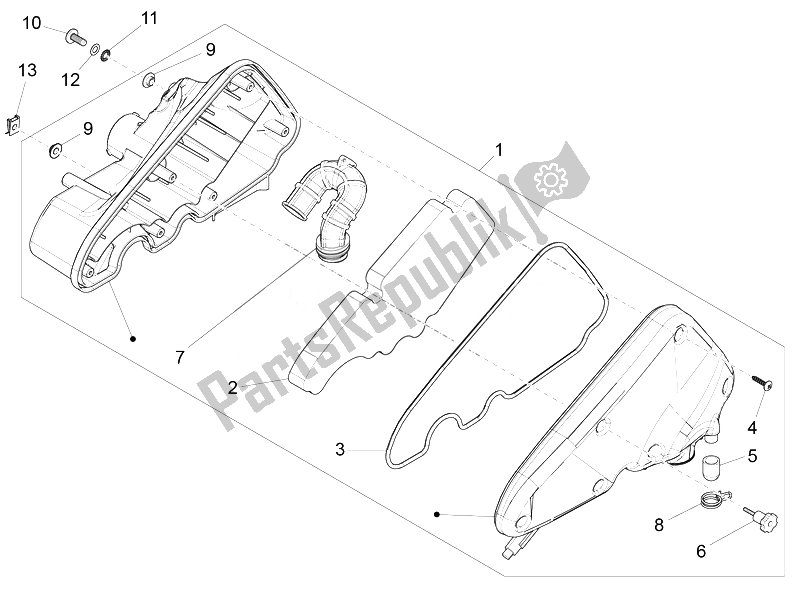 Toutes les pièces pour le Filtre à Air du Vespa Vespa Sprint 50 4T 4V USA Canada 2014