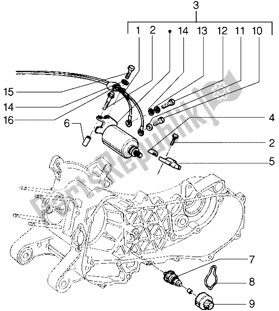 All parts for the Electric Starter of the Vespa ET4 125 1996