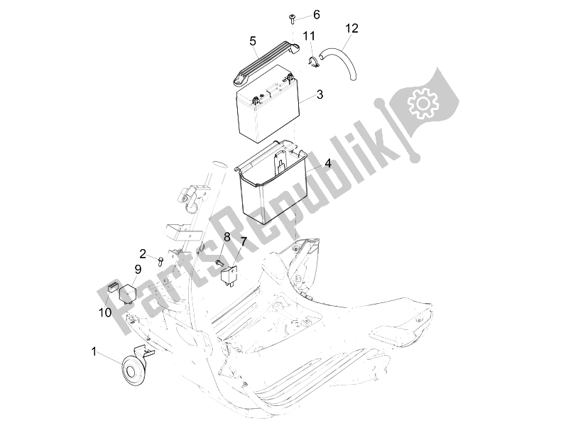 All parts for the Remote Control Switches - Battery - Horn of the Vespa Sprint 50 2T2V 2014