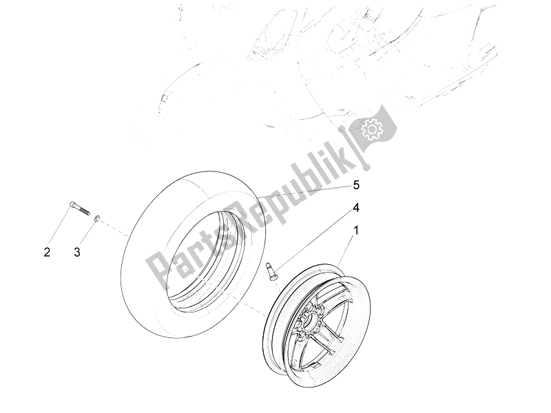 All parts for the Front Wheel of the Vespa LX 125 4T 3V IE Vietnam 2012