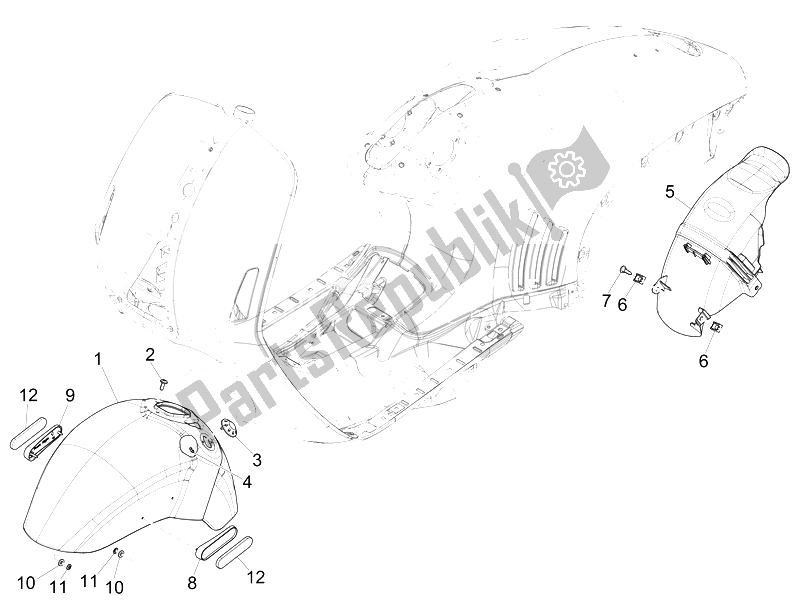 Todas las partes para Carcasa De La Rueda - Guardabarros de Vespa 946 125 2014
