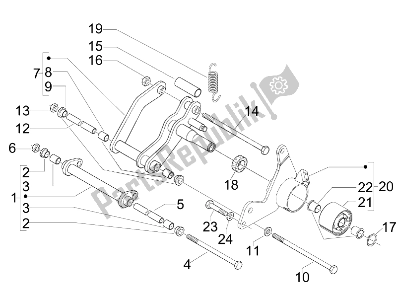 Toutes les pièces pour le Bras Oscillant du Vespa GTV 300 4T 4V IE 2010