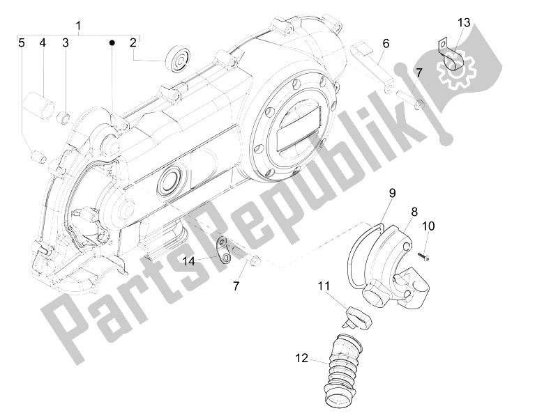 Toutes les pièces pour le Couvercle De Carter - Refroidissement Du Carter du Vespa Sprint 50 4T 4V USA 2014