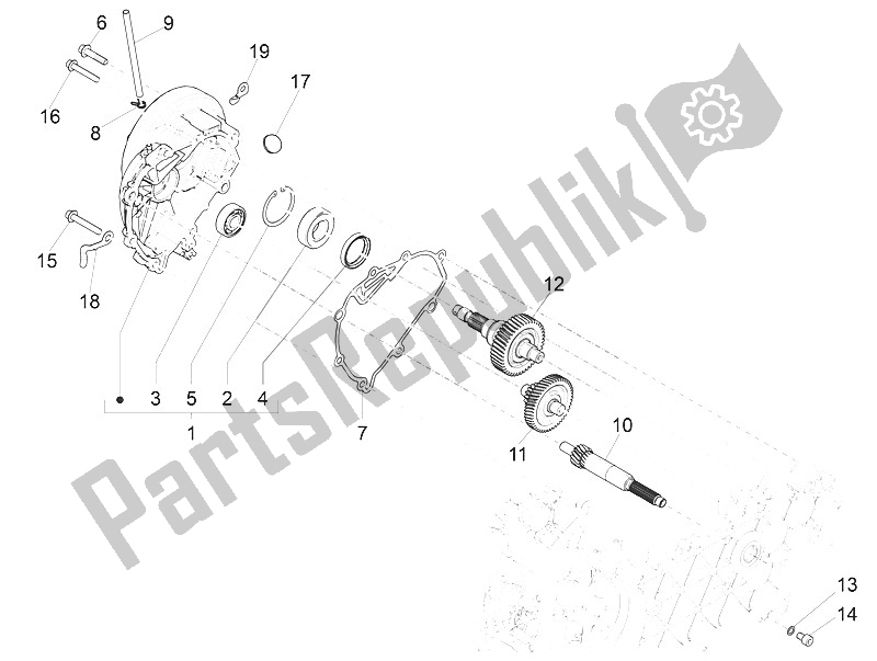 All parts for the Reduction Unit of the Vespa Vespa Primavera 125 4T 3V Iget ABS EU 2016