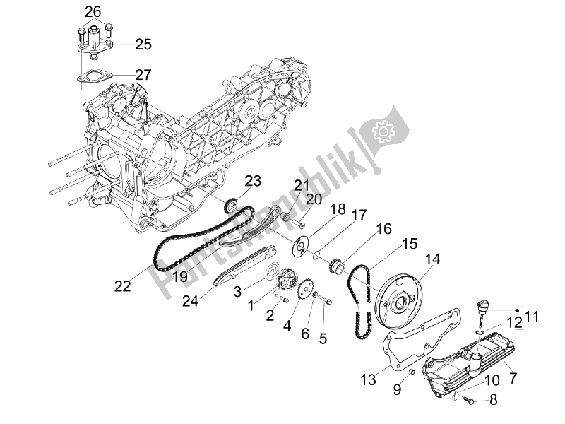 All parts for the Oil Pump of the Vespa GTS 250 IE Super USA 2008