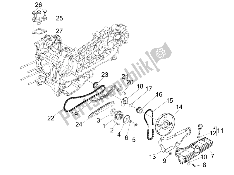 Toutes les pièces pour le La Pompe à Huile du Vespa GTS 250 IE Super USA 2008