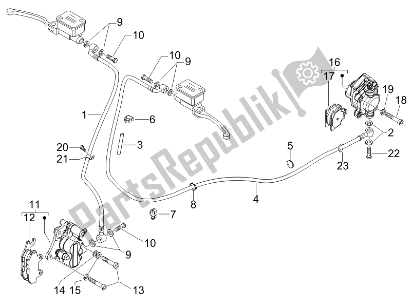 Toutes les pièces pour le Tuyaux De Freins - étriers du Vespa GTS 125 4T E3 2007