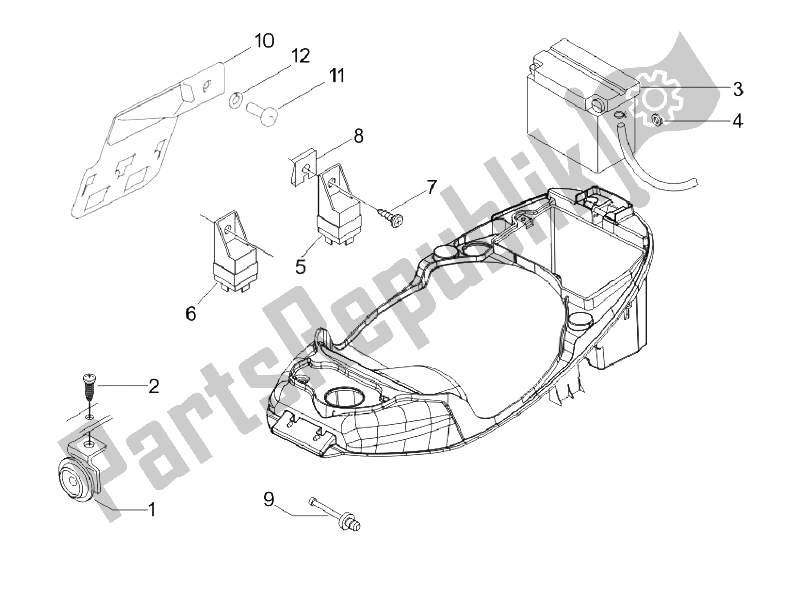 Tutte le parti per il Interruttori Del Telecomando - Batteria - Avvisatore Acustico del Vespa LX 125 4T E3 Vietnam 2009