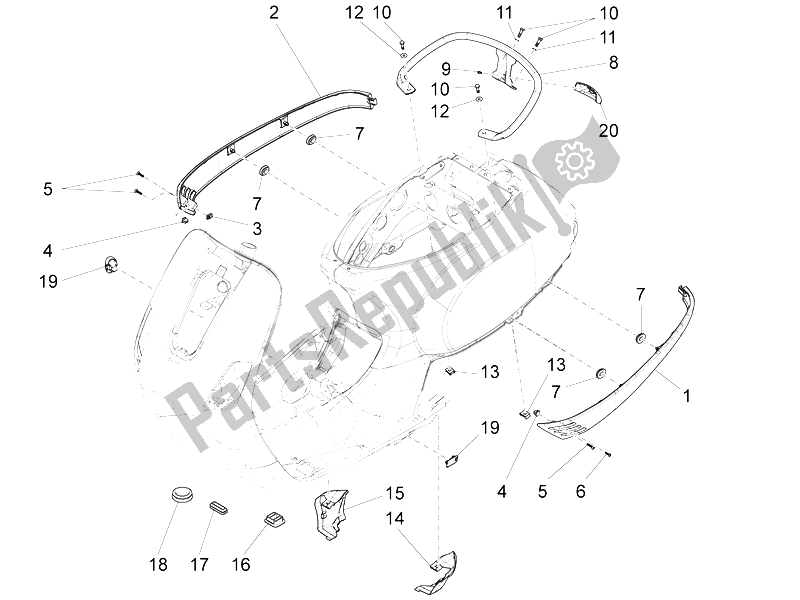 Toutes les pièces pour le Couvercle Latéral - Spoiler du Vespa LX 125 4T 3V IE Vietnam 2012