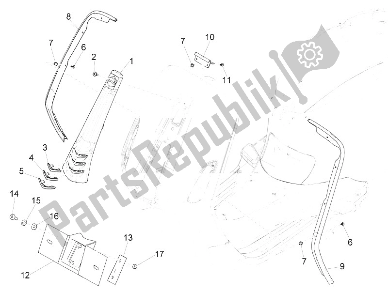 Todas las partes para Escudo Delantero de Vespa Vespa 150 Sprint Iget 4T3V IE Asia 2016