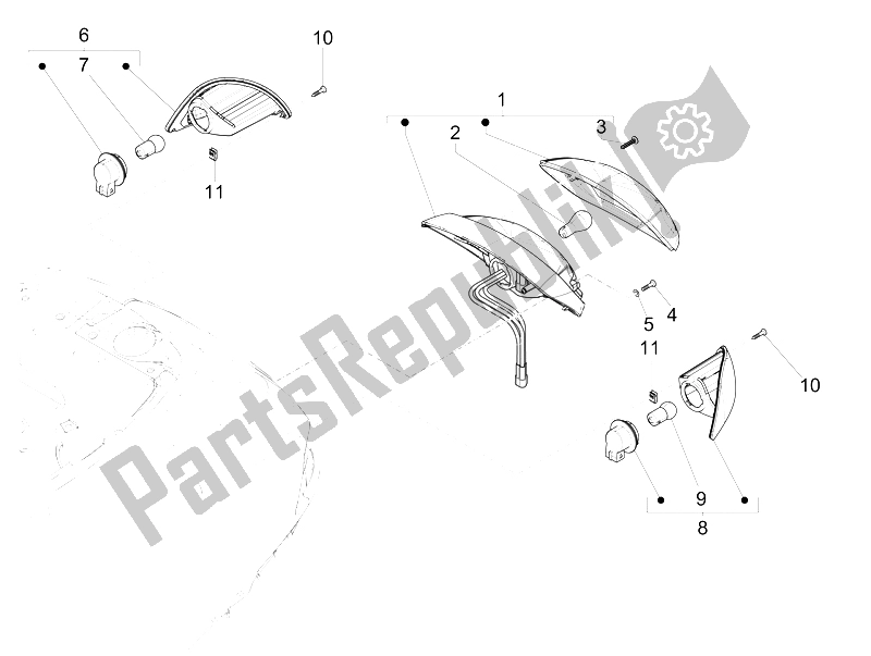 Toutes les pièces pour le Phares Arrière - Clignotants du Vespa LX 50 4T 4V 2009