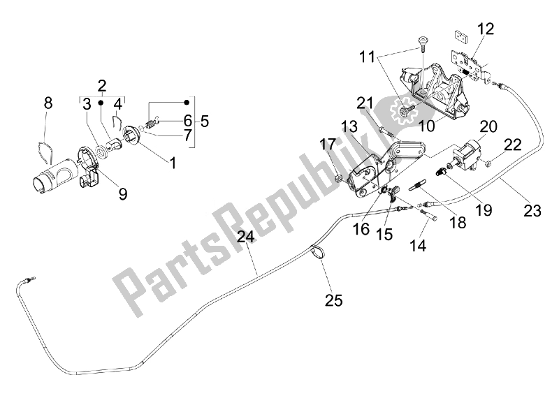 Tutte le parti per il Serrature del Vespa GTV 125 4T Navy E3 2007