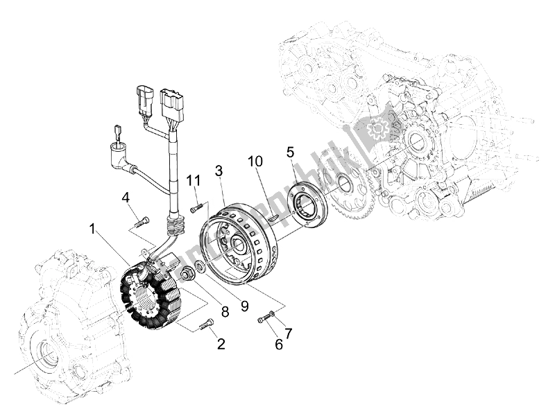 Tutte le parti per il Volano Magneto del Vespa GTV 250 IE USA 2007