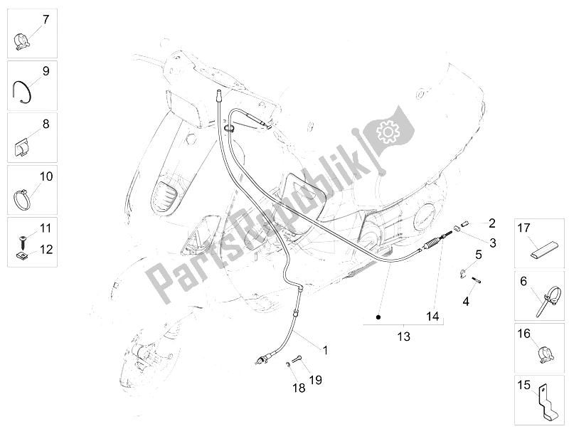 Todas las partes para Transmisiones de Vespa Vespa S 125 4T 3V E3 IE Asia 2012