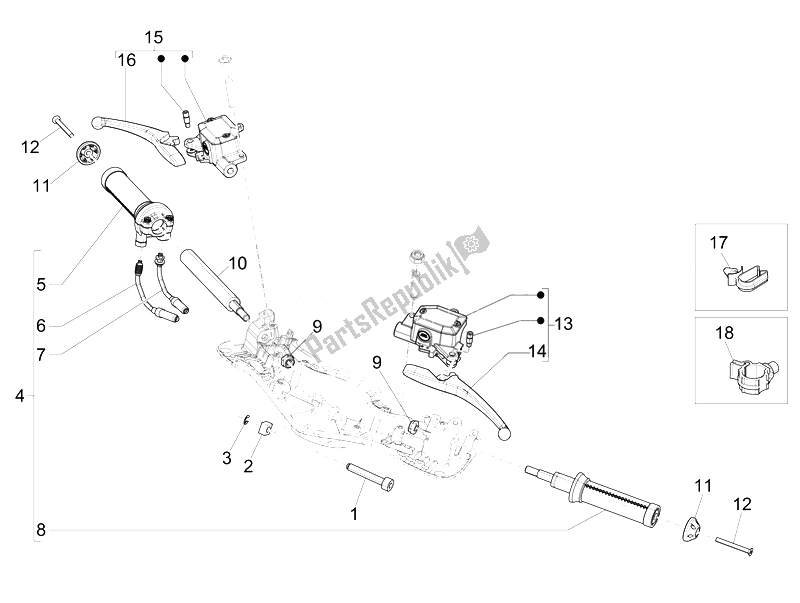 Todas las partes para Manillar - Master Cil. De Vespa 946 150 2014