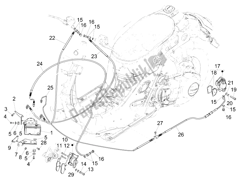 All parts for the Brakes Pipes - Calipers (abs) of the Vespa GTS 300 IE Super ABS USA 2014