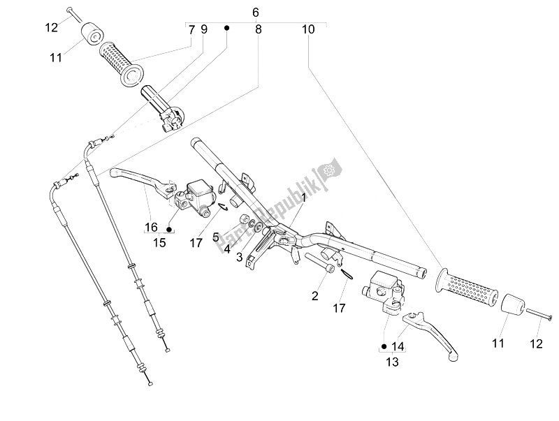 Toutes les pièces pour le Guidon - Master Cil. Du Vespa Vespa GTS 300 IE Super ABS USA 2014