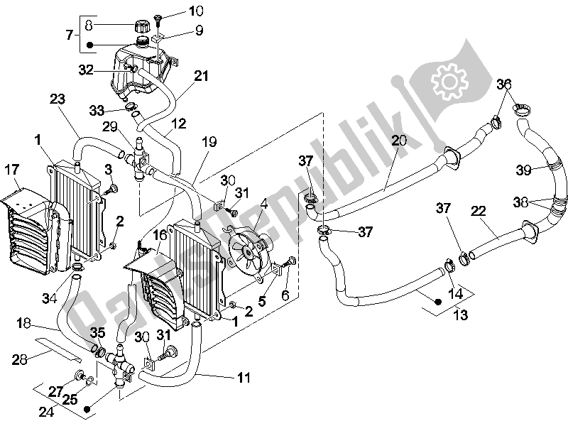 Toutes les pièces pour le Système De Refroidissement du Vespa GTV 250 IE UK 2006