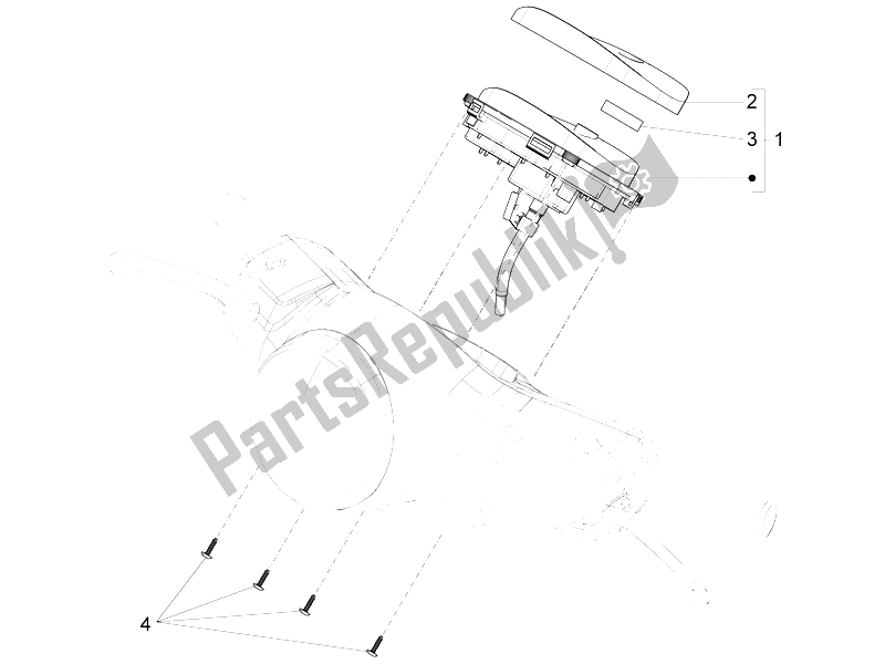 Tutte le parti per il Quadro Strumenti-quadro Comandi del Vespa LX 125 4T 3V IE Vietnam 2012