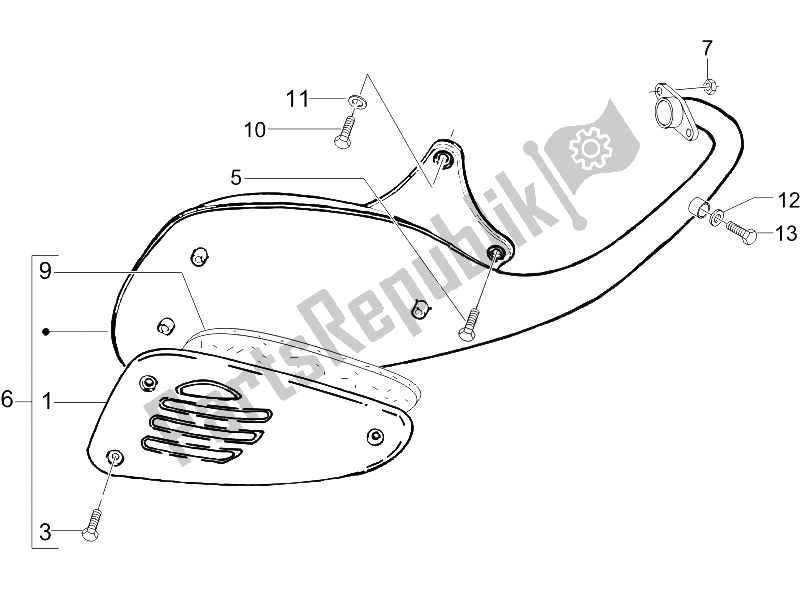 Toutes les pièces pour le Silencieux du Vespa LX 50 2T D 2005